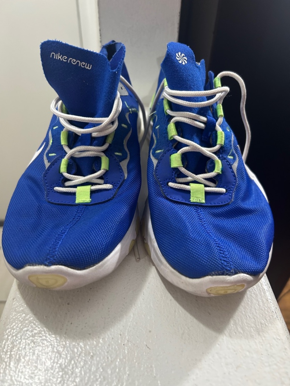 Nike Kids Blue Sneakers with Lime Accents